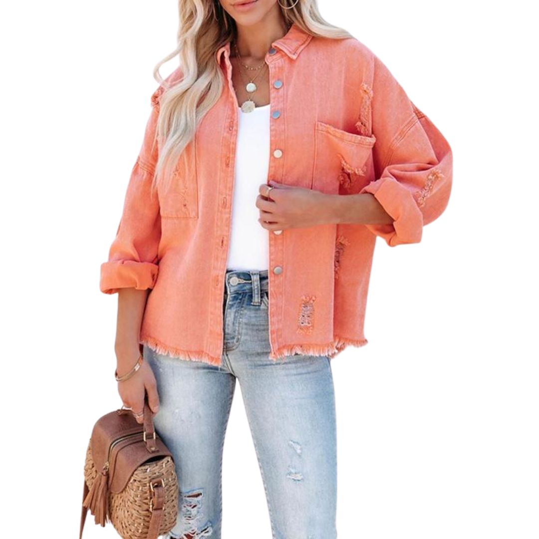 Shareena - Gescheurde Denim Jas